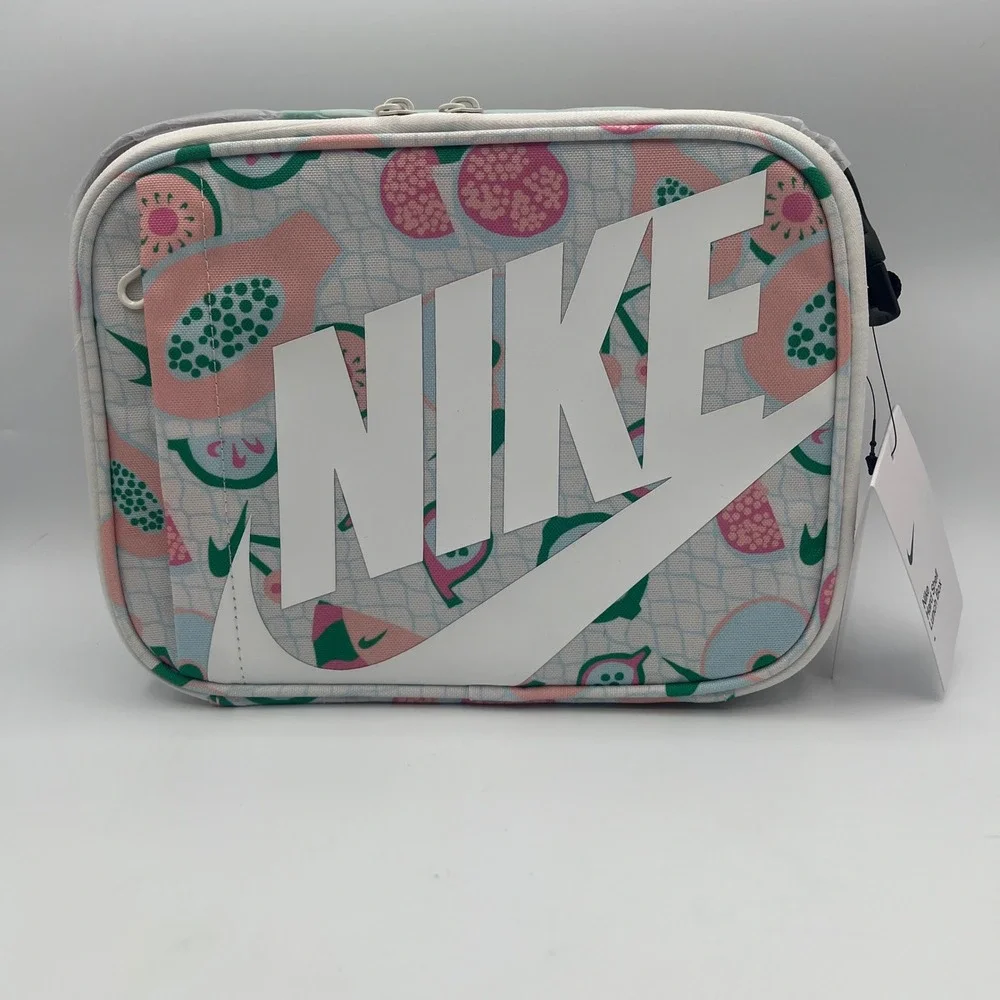 NWT Nike Hard Shell Lunch Box Sail Stadium Green Fruit Print back 2 school